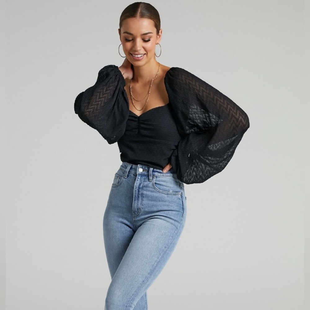 NWT Showpo Lunara Balloon Sleeve Bodysuit size 10